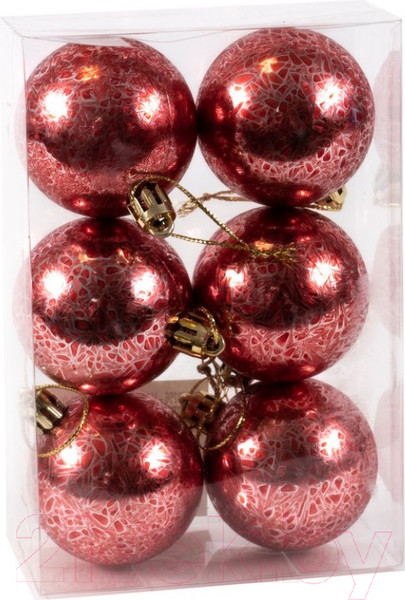 Изображение товара Набор шаров новогодних Белбогемия Элеонор / 28373256 (6шт, красный)