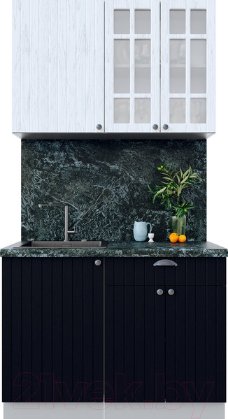 Изображение товара Кухонный гарнитур Интерлиния Берес 1.1А (дуб полярный/дуб английский/кастилло темный)