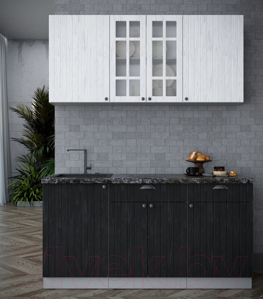 Изображение товара Кухонный гарнитур Интерлиния Берес 1.6А (дуб полярный/дуб английский/кастилло темный)