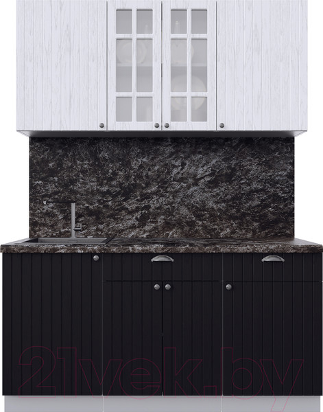 Изображение товара Кухонный гарнитур Интерлиния Берес 1.6А (дуб полярный/дуб английский/кастилло темный)