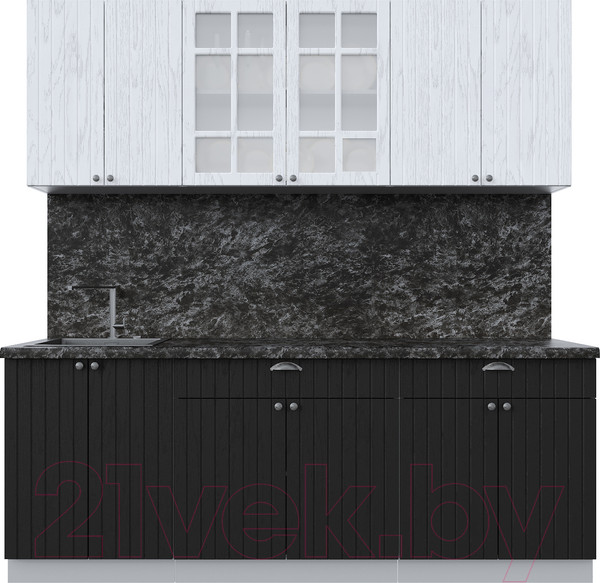 Изображение товара Кухонный гарнитур Интерлиния Берес 2.1А (дуб полярный/дуб английский/кастилло темный)