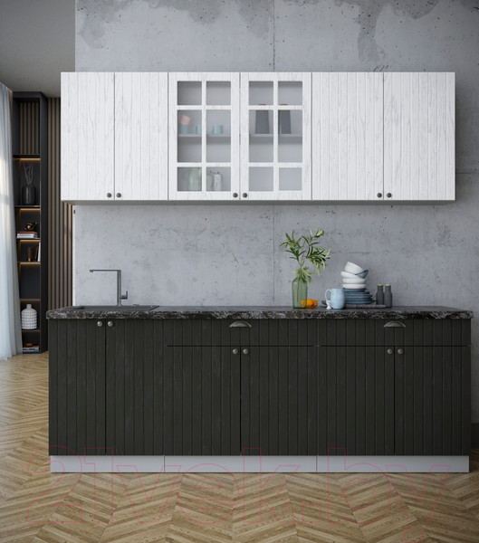 Изображение товара Кухонный гарнитур Интерлиния Берес 2.2А (дуб полярный/дуб английский/кастилло темный)