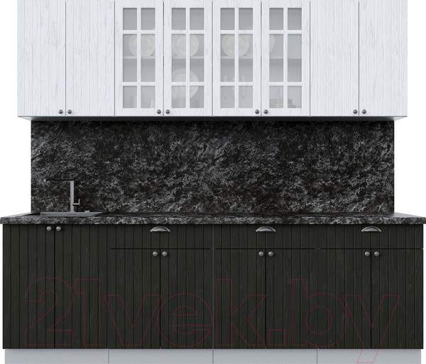 Изображение товара Кухонный гарнитур Интерлиния Берес 2.4А (дуб полярный/дуб английский/кастилло темный)