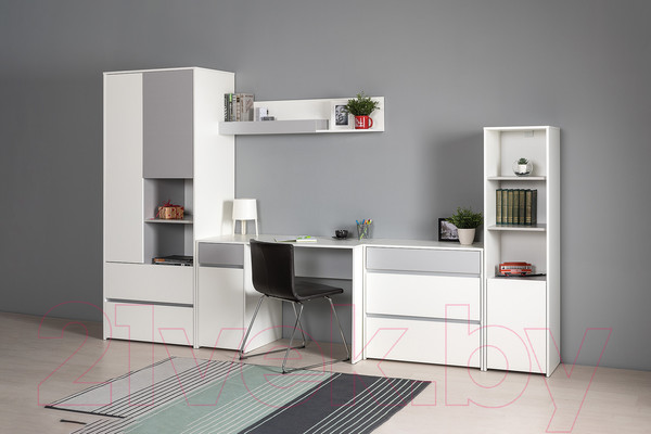 Изображение товара Письменный стол Mobi Торонто 12.149 (белый PE шагрень/стальной серый 1700 PE)