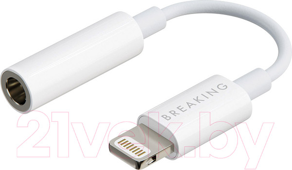 Изображение товара Кабель/переходник Breaking AUX 3.5мм - Lightning / 24551 (белый)
