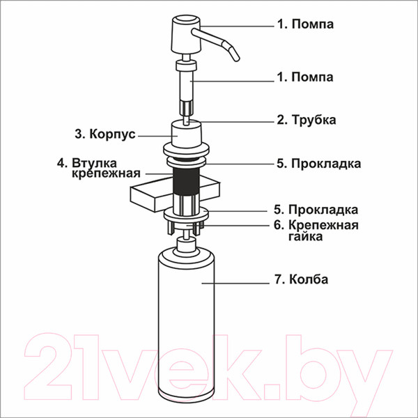 Изображение товара Дозатор встраиваемый в мойку Mixline ML-D02 541476 (серый)