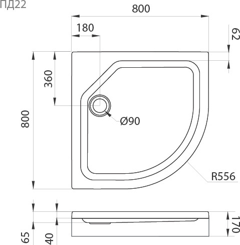 Изображение товара Душевой поддон Triton Полукруглый ПД22 80x80