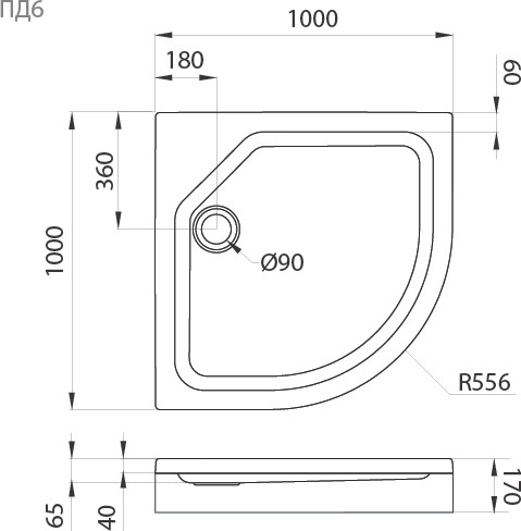 Изображение товара Душевой поддон Triton Полукруг ПД6 100x100