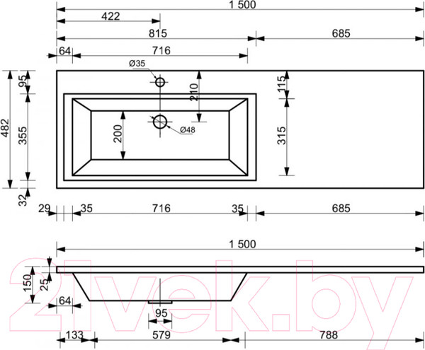 Изображение товара Тумба с умывальником Эстет Dallas Luxe L / ФР-00009681