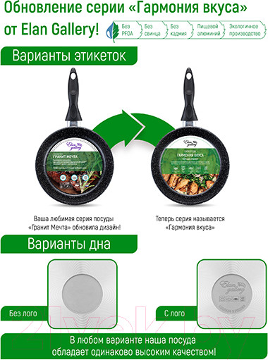 Изображение товара Сковорода Elan Gallery Гармония вкуса / 120108 (черный мрамор)