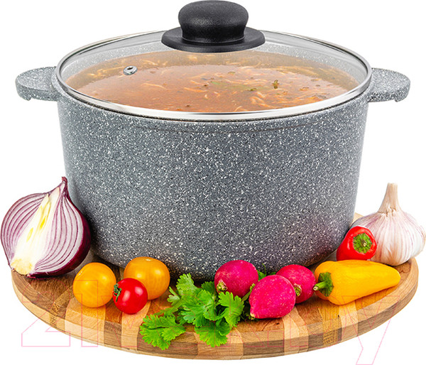 Изображение товара Кастрюля Elan Gallery Гармония вкуса / 120560 (серый мрамор)