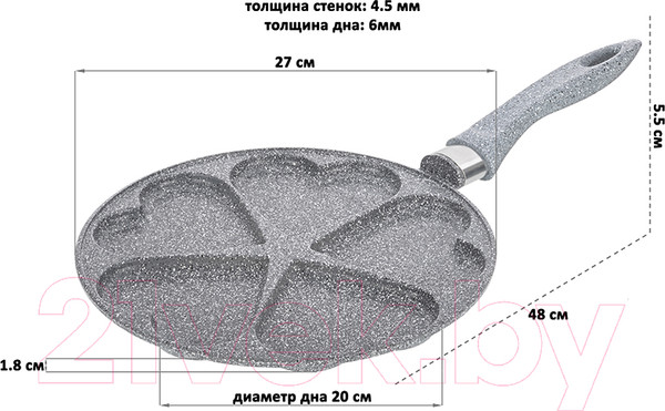 Изображение товара Сковорода для оладий Elan Gallery Гармония вкуса / 121029 (серый мрамор)