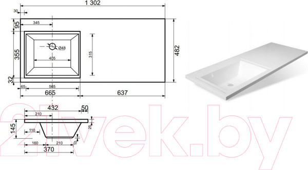 Изображение товара Тумба с умывальником Эстет Dallas Luxe L / ФР-00002424