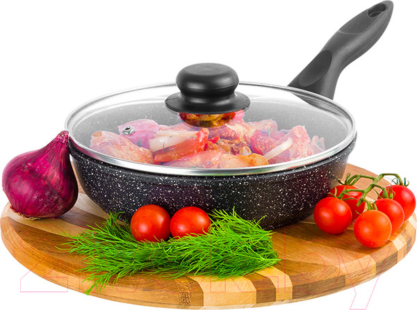 Изображение товара Сковорода Elan Gallery Гармония вкуса / 120219 (черный мрамор)
