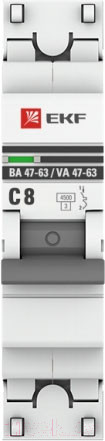 Изображение товара Выключатель автоматический EKF PROxima ВА 47-63 1P 8А (C) 4.5kA / mcb4763-1-08C-pro