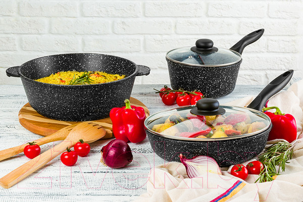 Изображение товара Сковорода Elan Gallery Гармония вкуса / 120222 (черный мрамор)