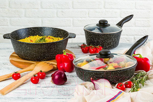 Изображение товара Сковорода Elan Gallery Гармония вкуса / 120136 (черный мрамор)