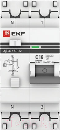 Изображение товара Дифференциальный автомат EKF PROxima АД-32-16А-10мА / DA32-16-10-pro
