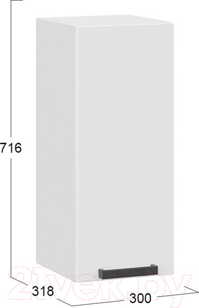 Изображение товара Шкаф навесной для кухни ТриЯ Детройт 1В3 исп. 2 (белый/белый глянец)