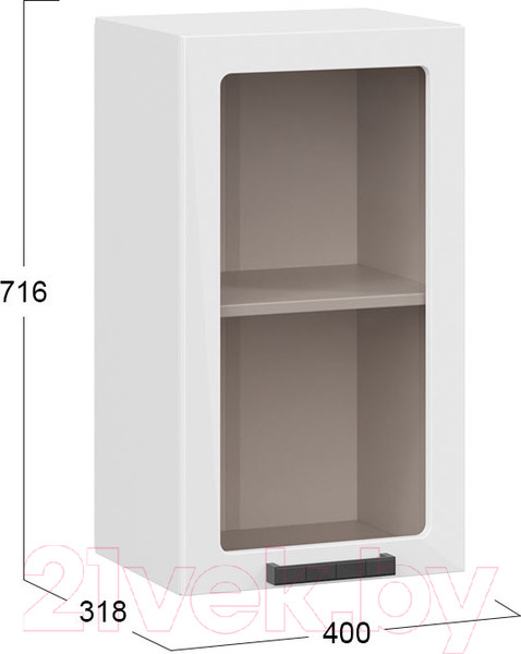 Изображение товара Шкаф навесной для кухни ТриЯ Детройт 1В4С исп. 2 (белый/белый глянец)