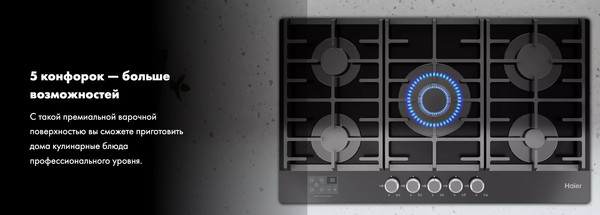 Изображение товара Газовая варочная панель Haier HHX-G95CWSB