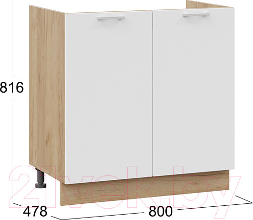 Изображение товара Шкаф под мойку ТриЯ Габриэлла 1Н8М (дуб крафт золотой/сноу)