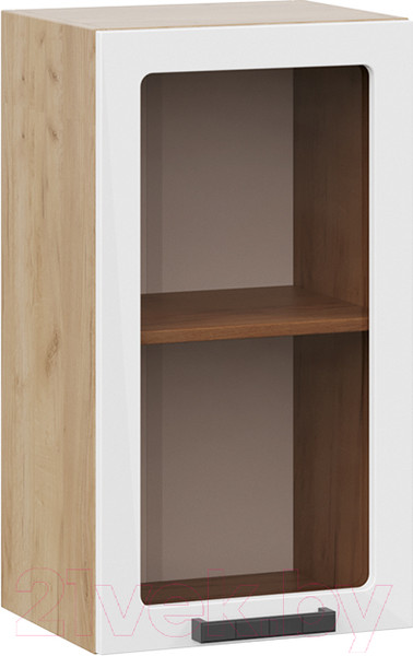 Изображение товара Шкаф навесной для кухни ТриЯ Детройт 1В4С исп. 2 (дуб крафт золотой/белый глянец)