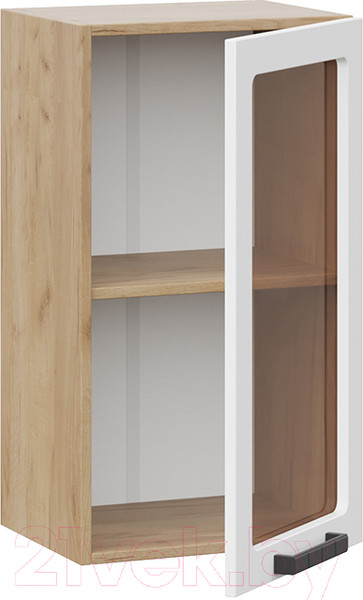 Изображение товара Шкаф навесной для кухни ТриЯ Детройт 1В4С исп. 2 (дуб крафт золотой/белый глянец)