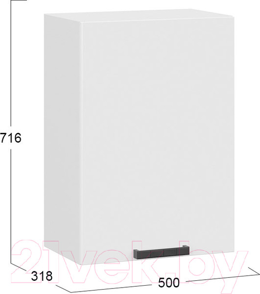 Изображение товара Шкаф навесной для кухни ТриЯ Детройт 1В5 исп. 2 (белый/белый глянец)
