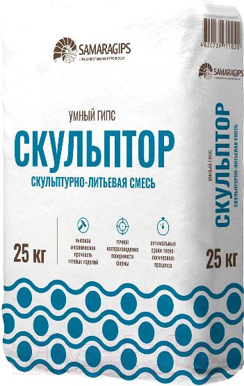 Изображение товара Гипс строительный SAMARAGIPS Умный гипс Скульптор для 3D литья (25кг, белый)