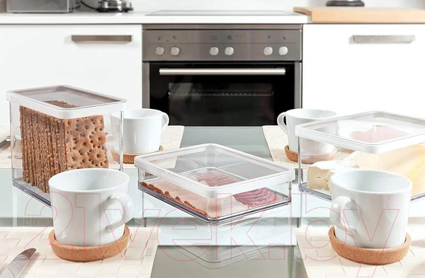 Изображение товара Емкость для хранения Rotho Loft Premium / 1160990000 (прозрачный/белый)