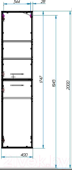 Изображение товара Шкаф-пенал для ванной Эстет Vegas R 40x32x174.7 / ФР-00003494