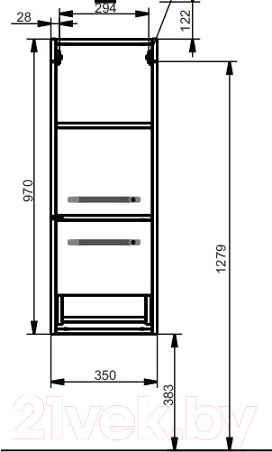 Изображение товара Шкаф-полупенал для ванной Эстет Elin R 35x36.6x97 / ФР-00003354