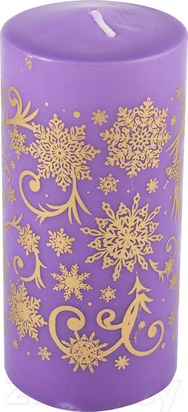 Изображение товара Свеча Волшебная страна Deco Christmas. Зимние узоры-2 / 103436 (золото/сиреневый)