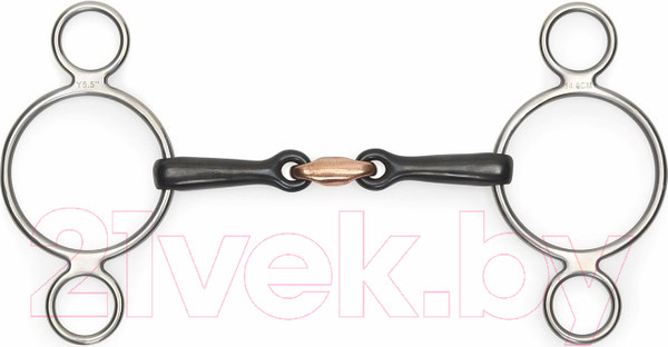 Изображение товара Трензель для лошади Shires С двумя кольцами восьмерка с медной конфетой Black Iron/ 520/4.5