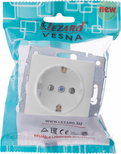 Изображение товара Розетка Lezard Vesna 742-0288-122B с заземлением (белый)