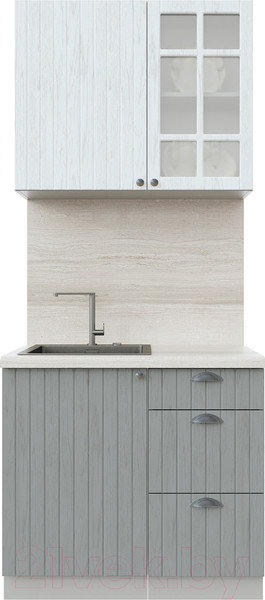 Изображение товара Кухонный гарнитур Интерлиния Берес 0.9А (дуб полярный/дуб серый/травертин серый)