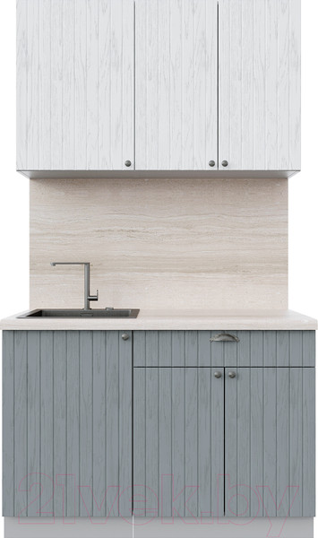 Изображение товара Кухонный гарнитур Интерлиния Берес 1.2А (дуб полярный/дуб серый/травертин серый)