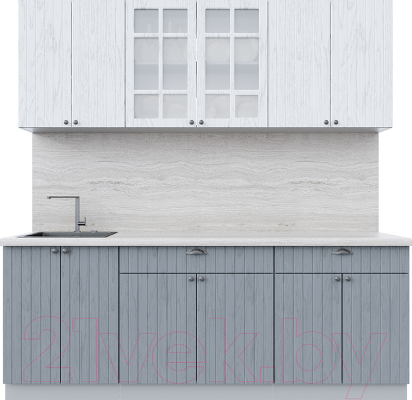 Изображение товара Кухонный гарнитур Интерлиния Берес 2.1А (дуб полярный/дуб серый/травертин серый)