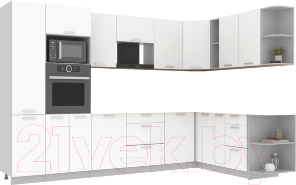 Изображение товара Кухонный гарнитур Интерлиния Мила Лайт 1.88x3.2 правая без столешницы (белый платинум)