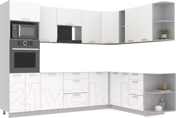 Изображение товара Кухонный гарнитур Интерлиния Мила Лайт 1.88x2.8 правая без столешницы (белый платинум)