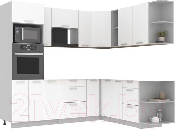 Изображение товара Кухонный гарнитур Интерлиния Мила Лайт 1.88x2.4 правая без столешницы (белый платинум)