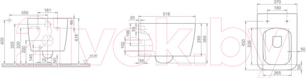 Изображение товара Унитаз подвесной CeraStyle Hera HC01706PH00 (белый, без сиденья)