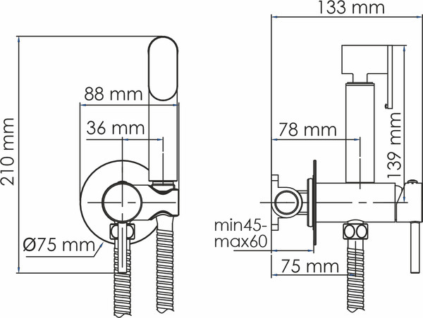 Изображение товара Гигиенический душ со смесителем Wasserkraft A70138