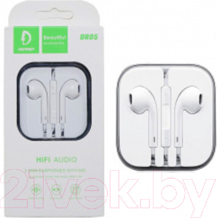 Изображение товара Наушники-гарнитура Denmen DR05 (белый)