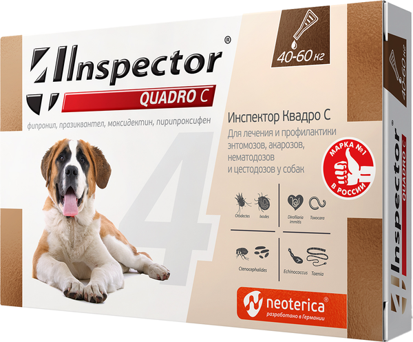 Изображение товара Капли от паразитов INSPECTOR Quadro для собак 40-60кг / I308