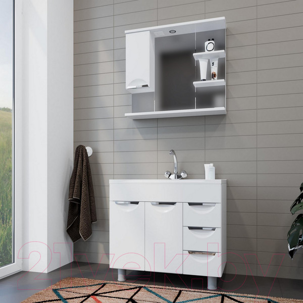 Изображение товара Шкаф с зеркалом для ванной Mixline Этьен 80 L 540870 (с подсветкой)