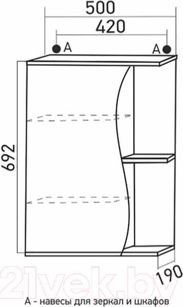 Изображение товара Шкаф с зеркалом для ванной Mixline Классик 50 L 525509