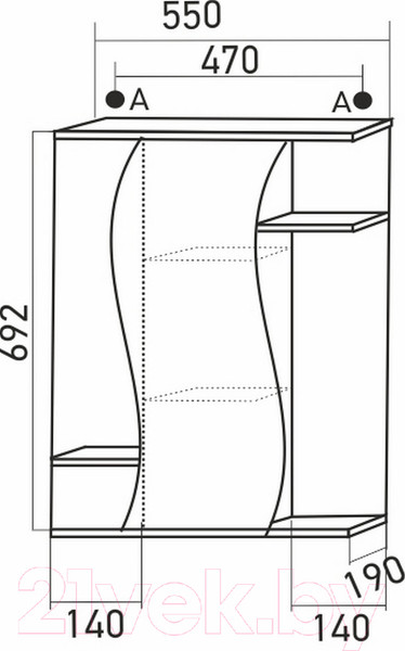 Изображение товара Шкаф с зеркалом для ванной Mixline Классик 55 L 525512