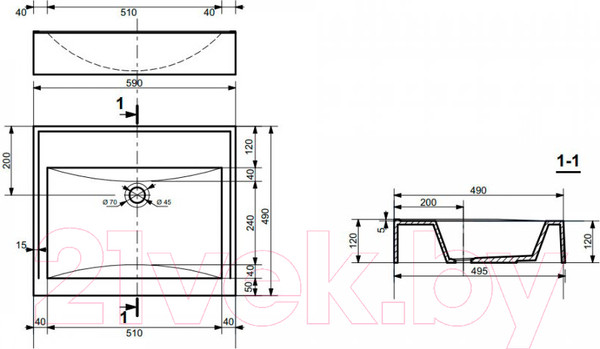 Изображение товара Тумба с умывальником Эстет Comfort Loft / ФР-00003613